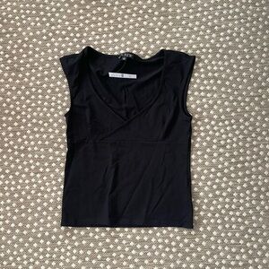 J. Crew Black stretch cap sleeve v neck